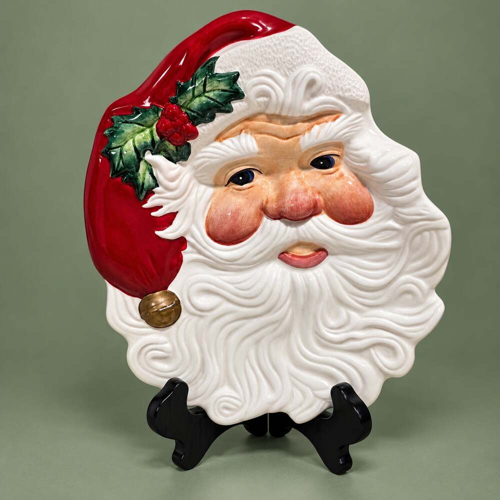 Vintage Fitz and Floyd Essentials Holiday Santa Face Cookie Plate Christmas
